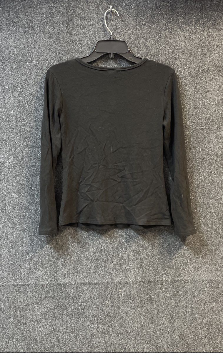 Wiholl Women's Black Long Sleeve Crewneck Rayon Spandex Stretch Shirt Sz S