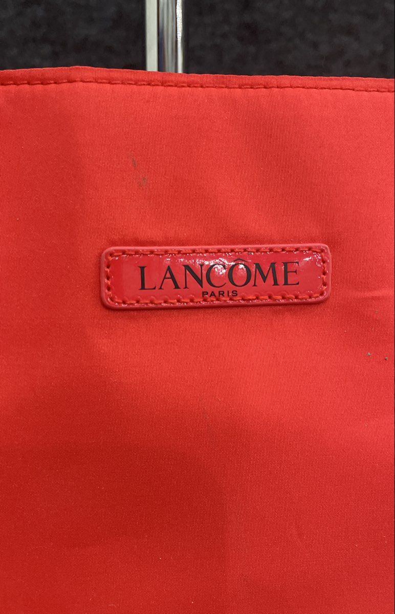 Lancome Paris Red Pink Colorblock Tote Bag Large Flamingo Print Lining
