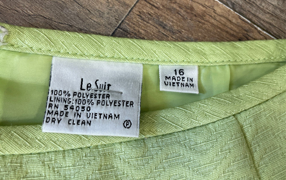 Le Suit Women's Lime Green Chevron Textured Woven Pencil Skirt Size 16