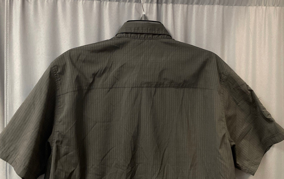 5.11 Tactical Men's Short Sleeve Button Up Shirt Black Ripstop Grid Snap Sz L