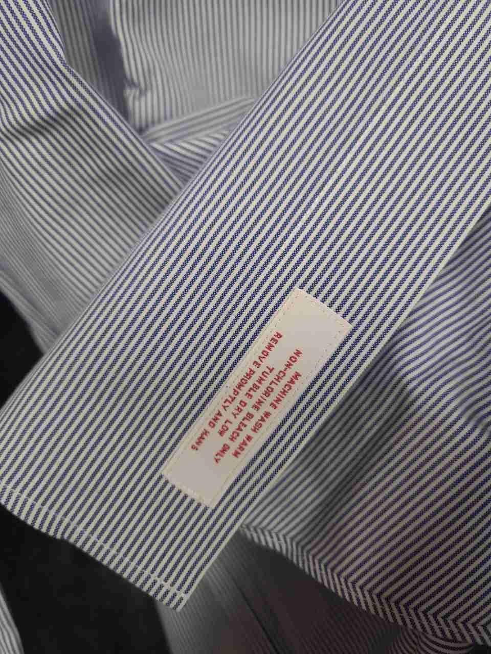 Brooks Brothers Men's Blue White Stripe Non-Iron Traditional Fit Shirt 17.5 33