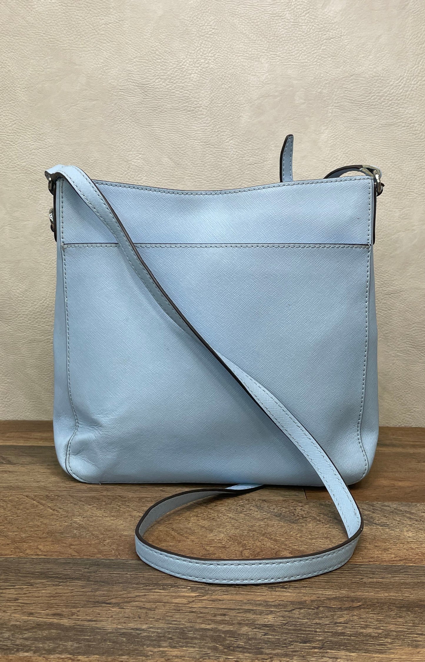 Michael Kors Baby Blue Saffiano Leather Crossbody Bag Silver Hardware