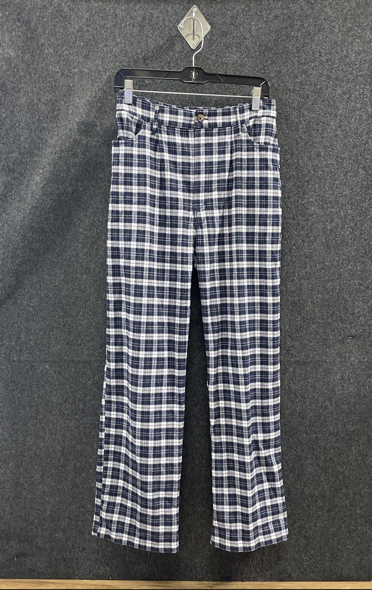 Hollister Women's Blue White Plaid Ultra High Rise Pants Sz 5R w27