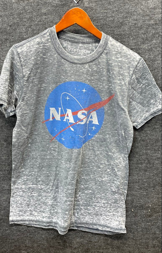 Fifth Sun Men's NASA Logo Graphic T-shirt Gray Burnout Acid Wash Sz M