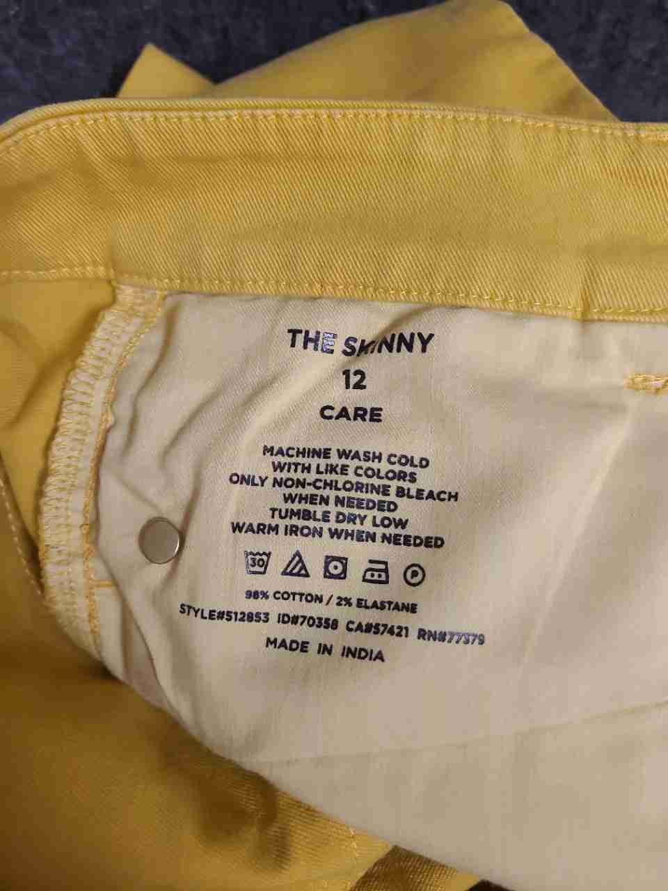 Ann Taylor Women's Yellow The Skinny Mid Rise Raw Hem Jeans Sz 12 NWT