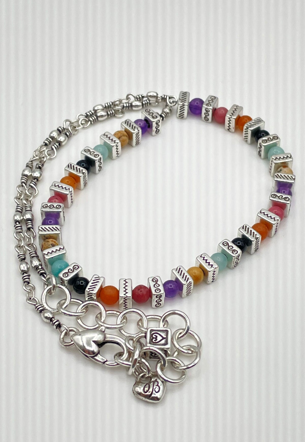 Brighton Silver Tone Multicolor Confetti Bead Necklace 22.9g