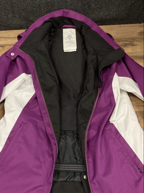 Descente Women's Purple White Insulated Hooded Ski Snowboard Jacket Size 10