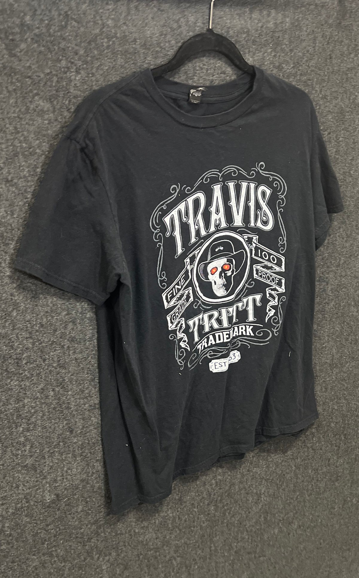 Travis Tritt Country Music Tour Concert Graphic T-Shirt Skull 100 Proof Black