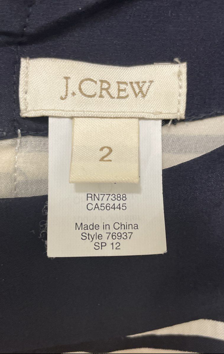 J. Crew Women's Jules Shift Dress Navy White Stripe 100% Silk Pockets Sz 2