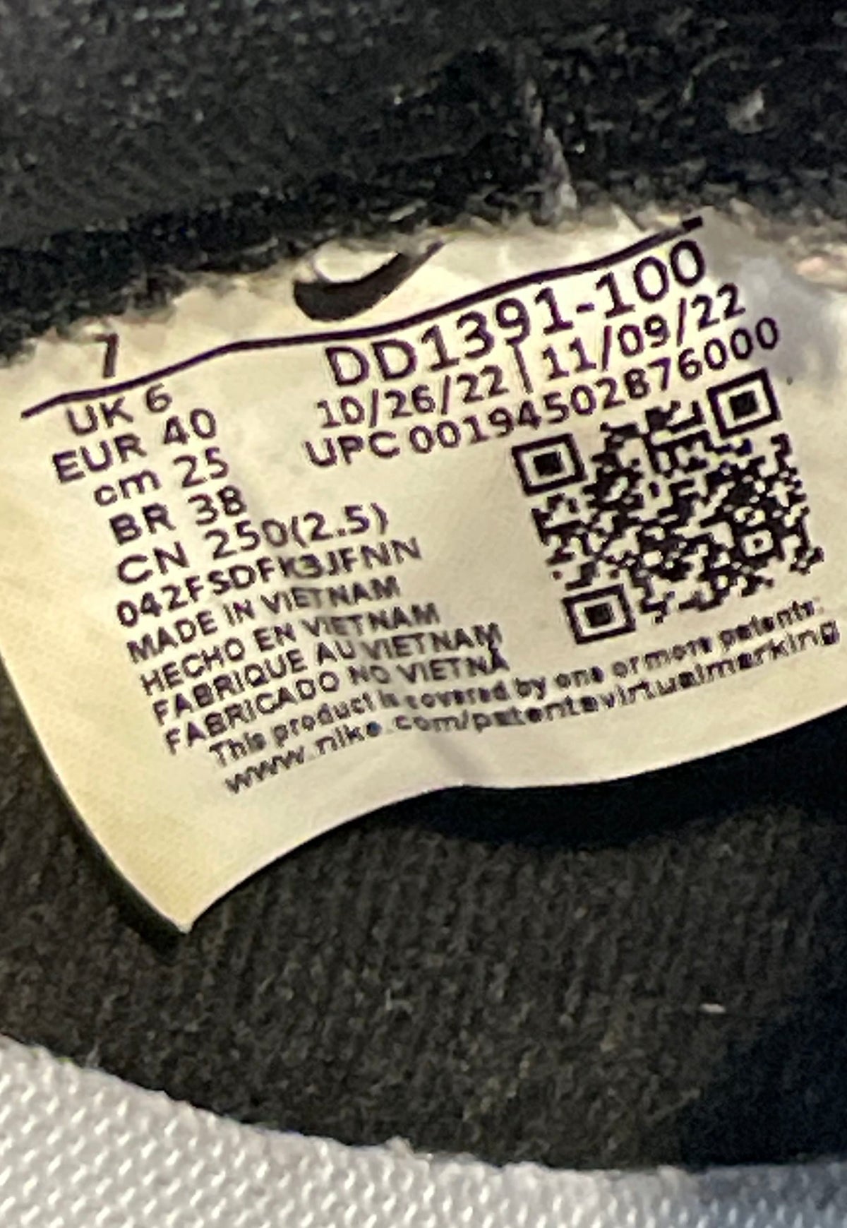 Nike Dunk Low Retro Panda Black White DD1391-100 Size 7