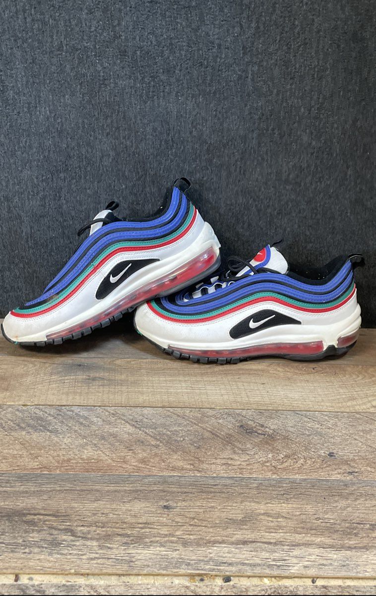 Nike Air Max 97 GS White Hyper Blue Red Teal Green Sneakers 6Y