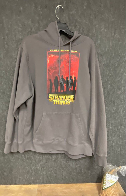 Netflix Stranger Things Men's Gray We Are Nerds and Freaks Graphic Hoodie XL