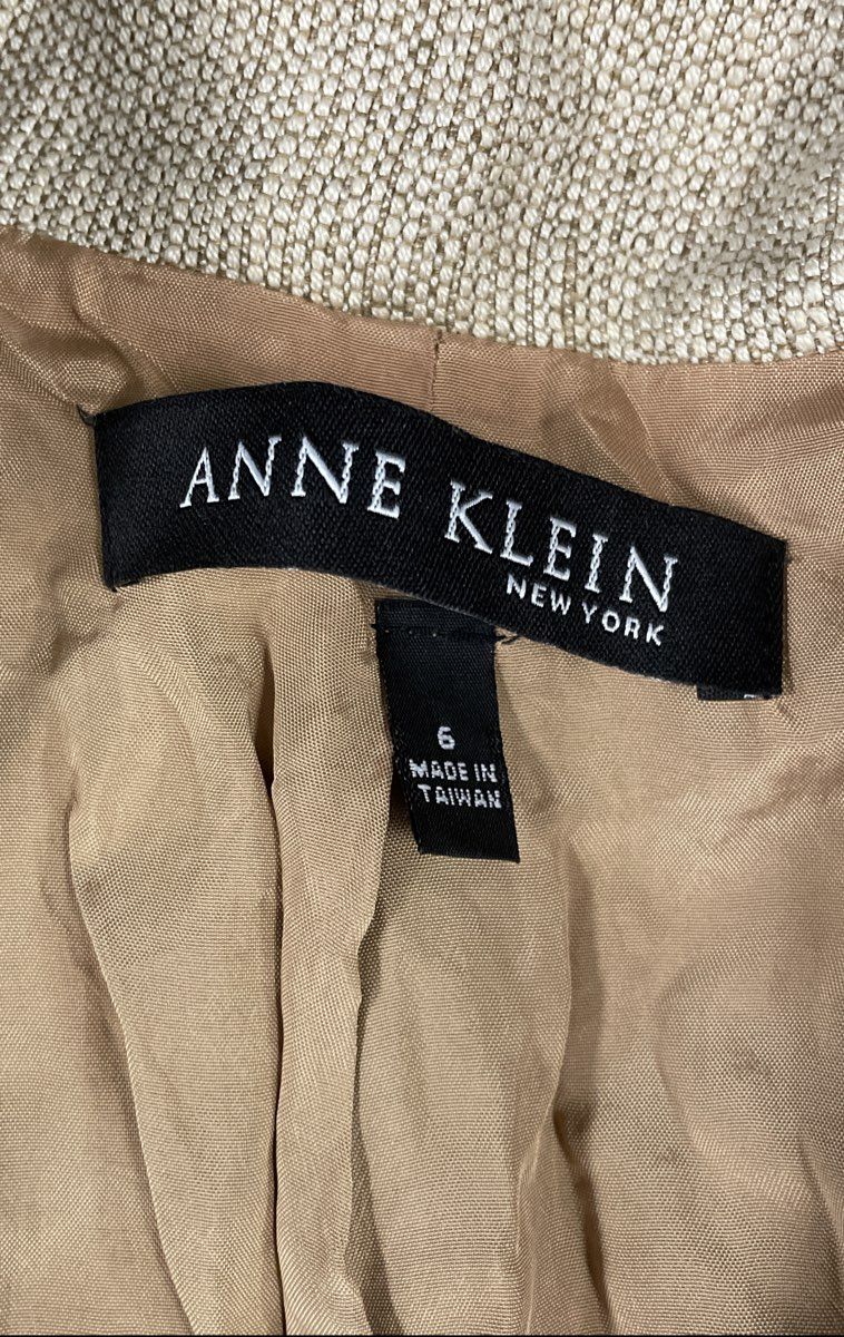 Anne Klein New York Women's Beige Textured Weave Single Button Blazer Sz 6