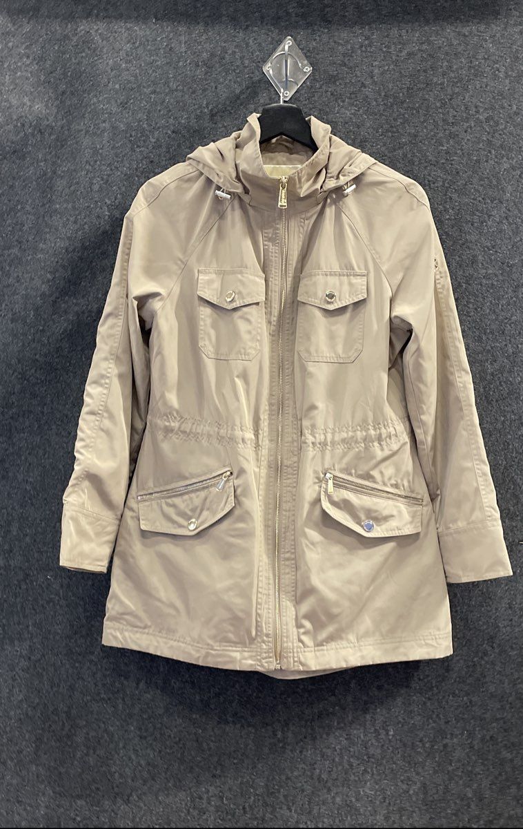 Michael Kors Women's Tan Hooded Cinched Waist Utility Field Jacket Sz S