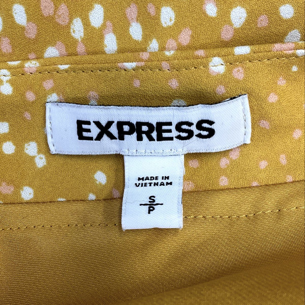Express Women's Yellow Polka Dot Cowl Neck Spaghetti Strap Slip Dress Sz S