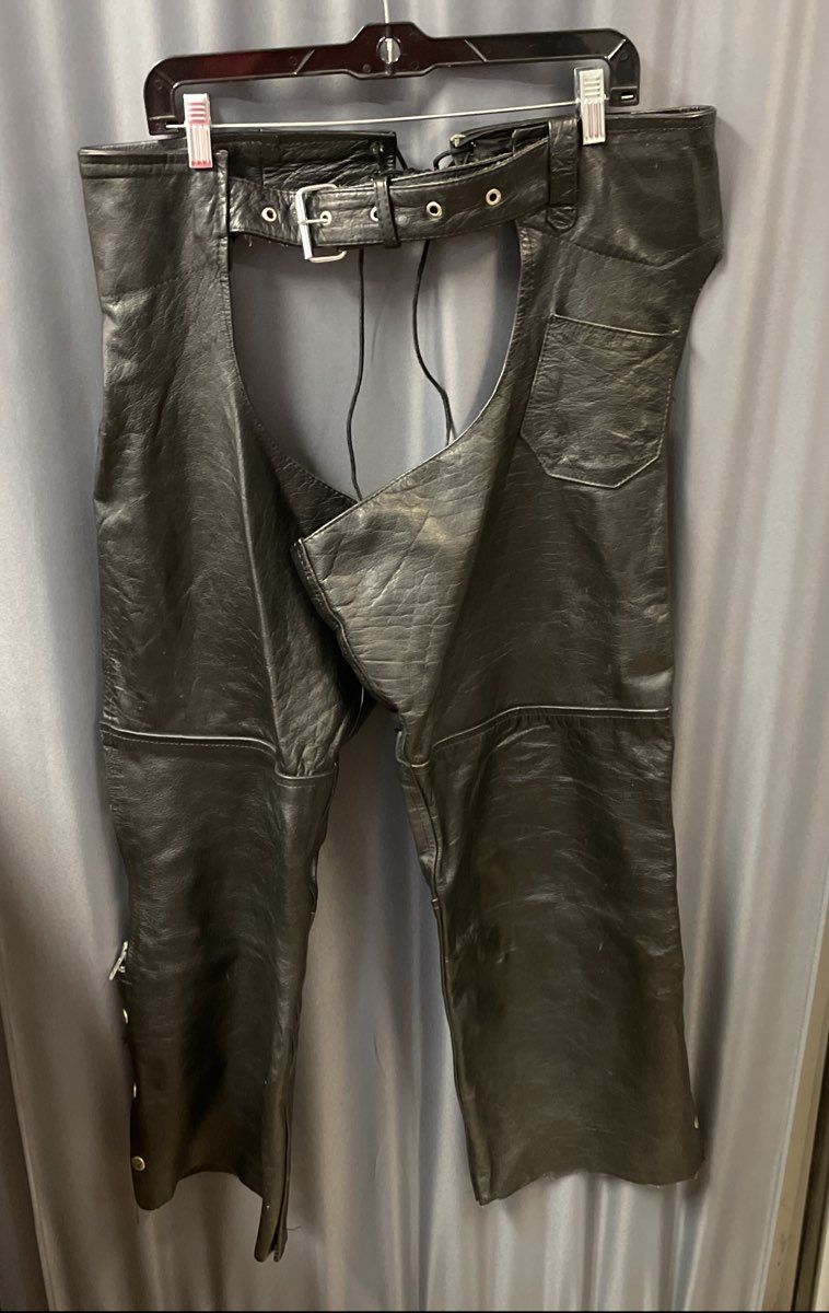 Protech Leather Apparel Unisex Black Motorcycle Riding Chaps Genuine Leather XXL