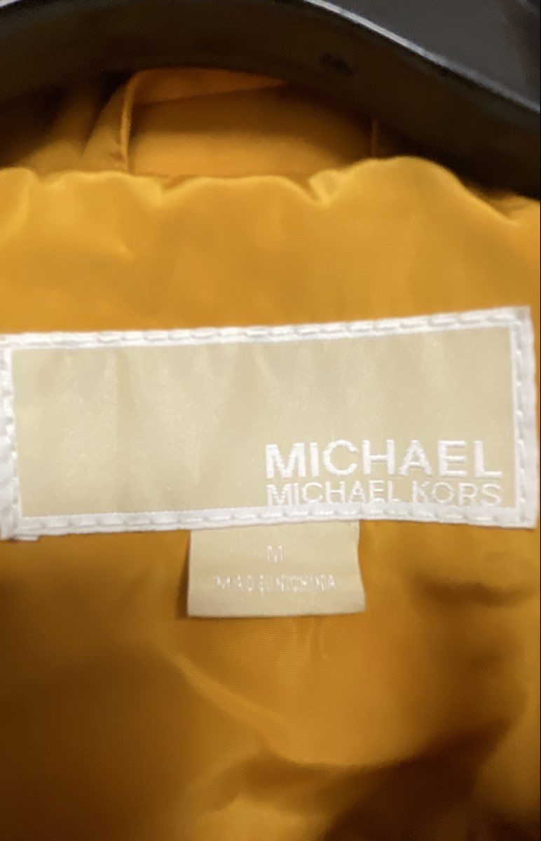 Michael Kors Women's Yellow Diamond Quilted Snap Front Jacket Sz M