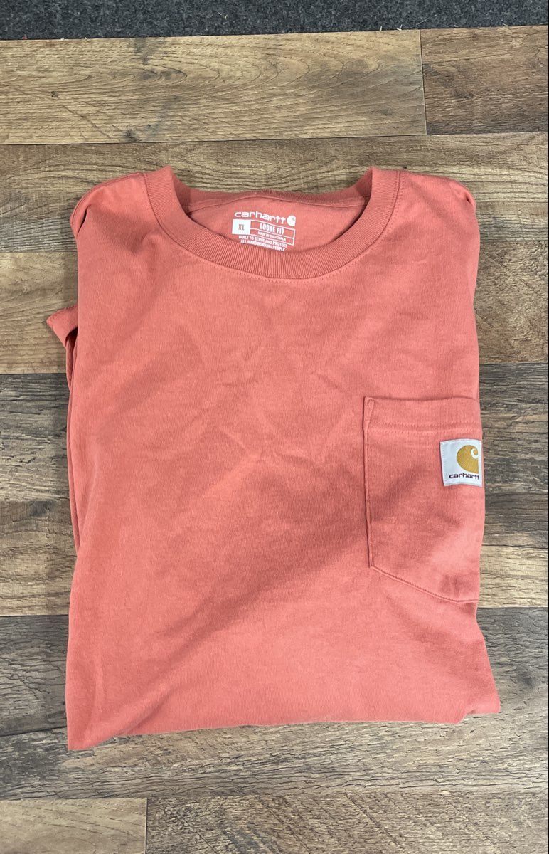 Carhartt Men's K87 Heavyweight Short Sleeve Pocket T-Shirt Coral Sz XL