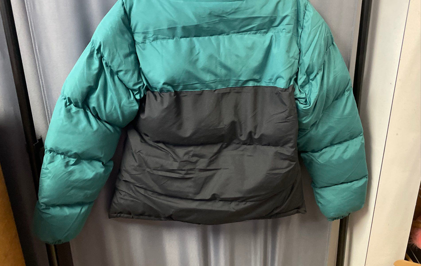 Operation Warm Green Black Colorblock Hooded Puffer Parka Jacket NWT Sz M