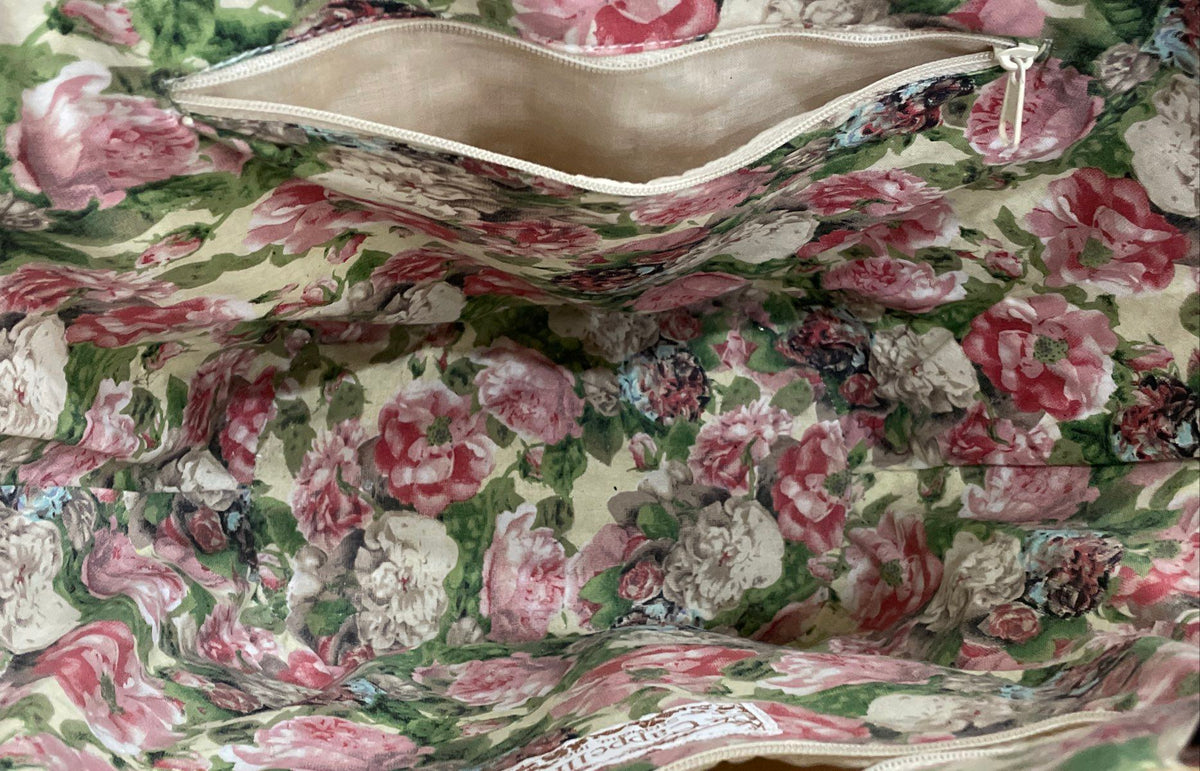 Cappelli Vintage Woven Straw Wood Look Tote Bag Floral Lining Handbag