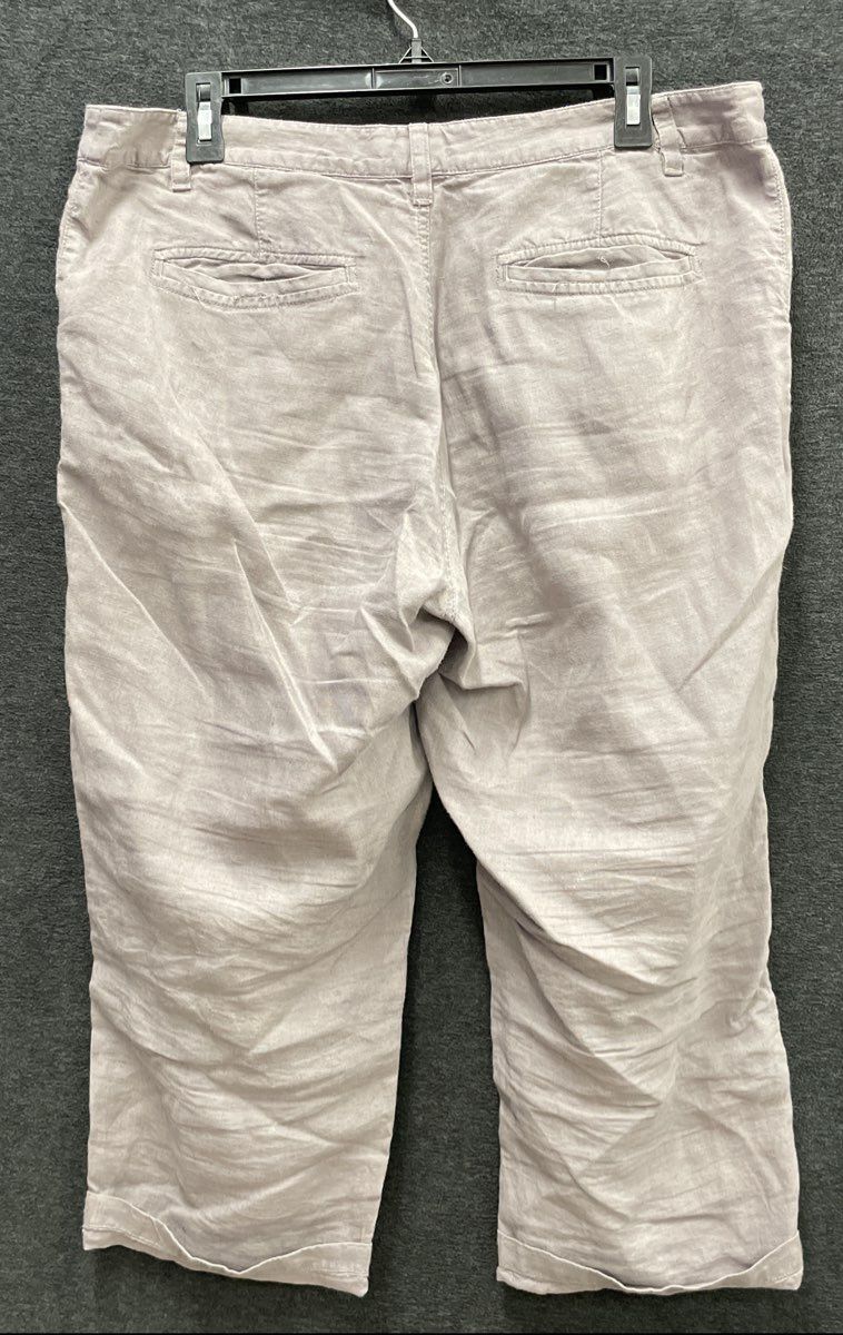 Fat Face Women's Baird McNutt Irish Linen Cropped Pants Dusty Lilac Sz 12