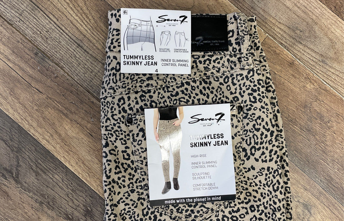 Seven7 Women's Tummyless Skinny Jeans Leopard Print High Rise Sz 4 NWT