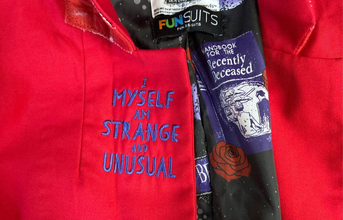 Fun Suits Women's Beetlejuice Red Blazer Strange & Unusual Quote Sz 6