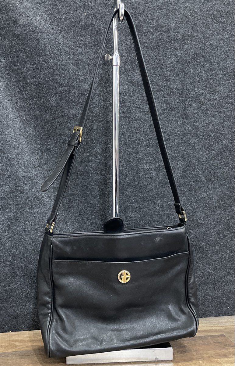 Giani Bernini Black Leather Crossbody Bag Gold Tone Hardware