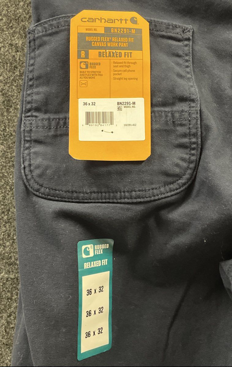 Carhartt Men's Rugged Flex Relaxed Fit Canvas Work Pants Navy Blue 36x32 NWT