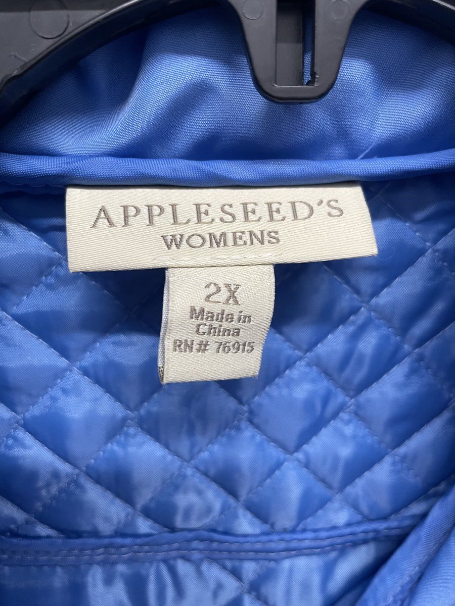 Appleseed's Women's Blue Diamond Quilted Full Zip Snap Jacket Sz 2X