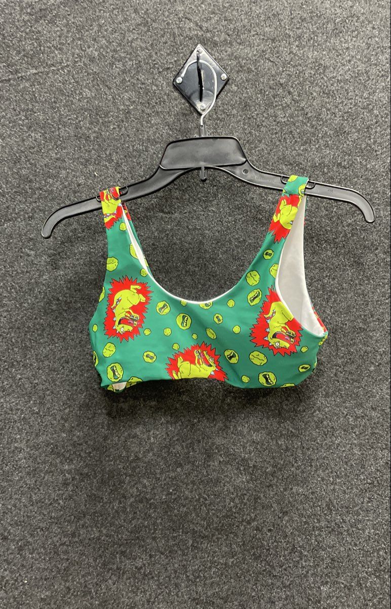 Romwe Women's Reptar Rugrats Bikini Set Green Two-Piece Swimsuit Sz S