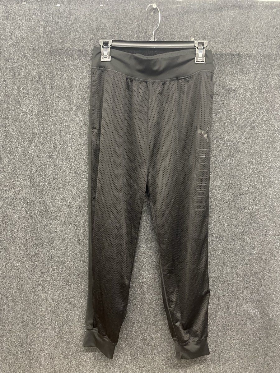 Puma Women's Black Mesh Jogger Pants Perforated Tonal Logo Sz XS