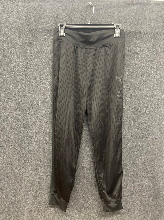 Puma Women's Black Mesh Jogger Pants Perforated Tonal Logo Sz XS