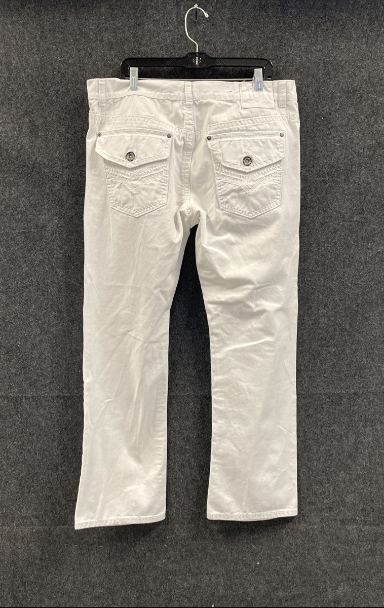 Vintage Y2K Request Men's White Premium Flap Pocket Embroidered Jeans Sz 36x32