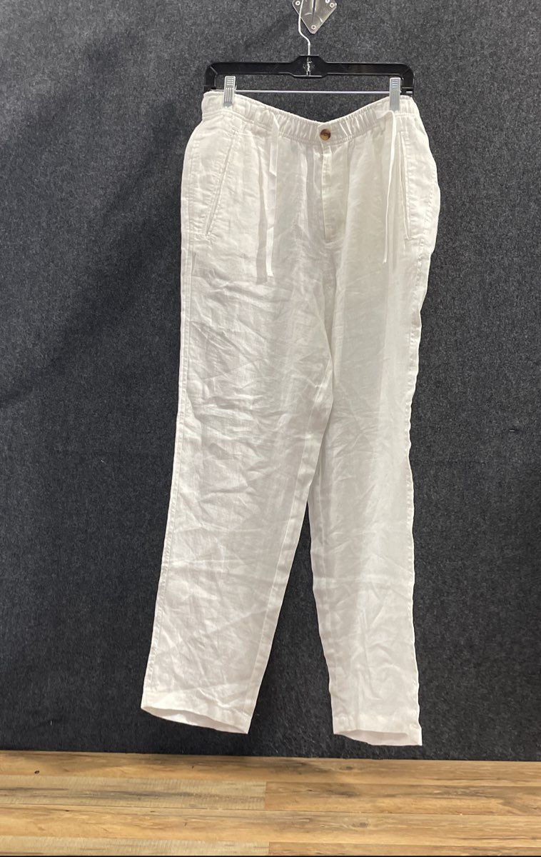 Club Room Men's Lux Linen Pant Pure White 100% Linen Drawstring Size M NWT