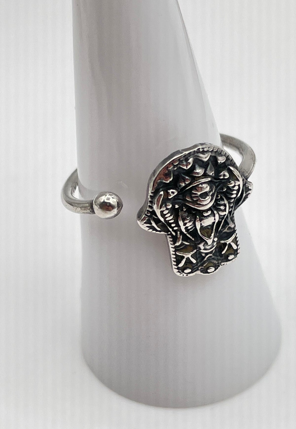Alex And Ani 925 Sterling Silver Hamsa / Hand Of Fatima Wrap Ring 3.4g
