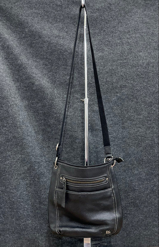 The Sak Black Leather Contrast Stitch Crossbody Bag Small Silver Hardware