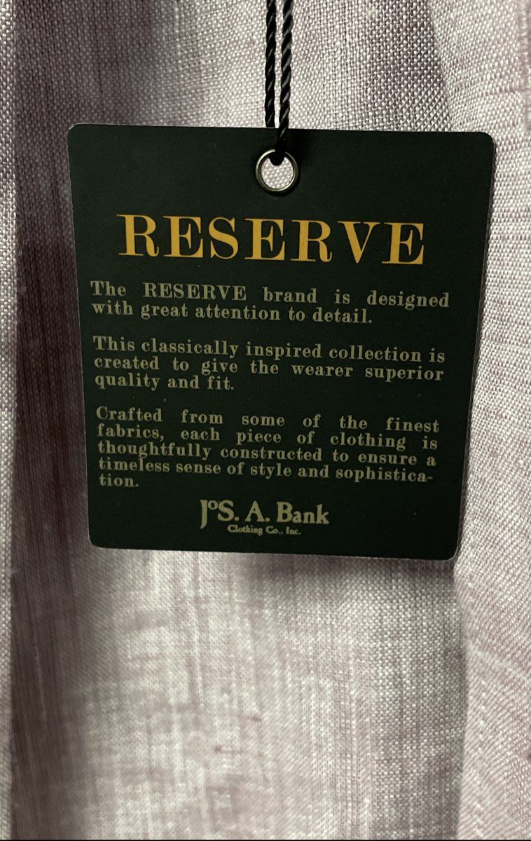 Jos. A. Bank Reserve Men's Purple 100% Linen Tailored Fit Button Up Shirt NWT M