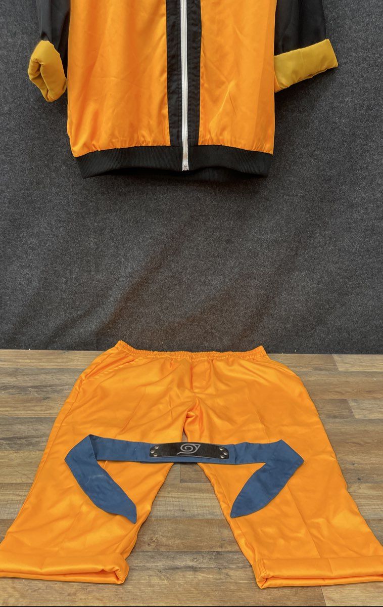 Naruto Unisex Uzumaki Cosplay Costume Orange Black Anime Manga Jacket Pants Set