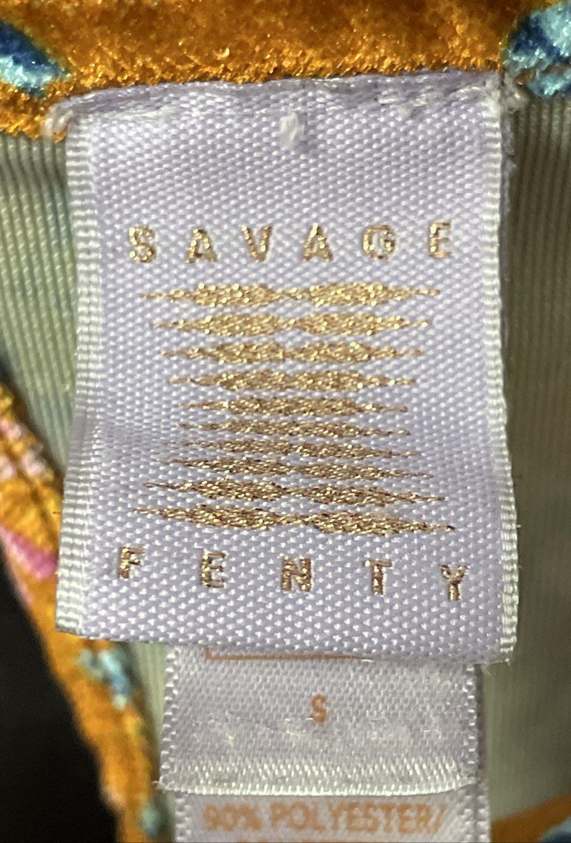 Women's Orange Floral Savage X Fenty Short Sleeve Shirt - Size 4