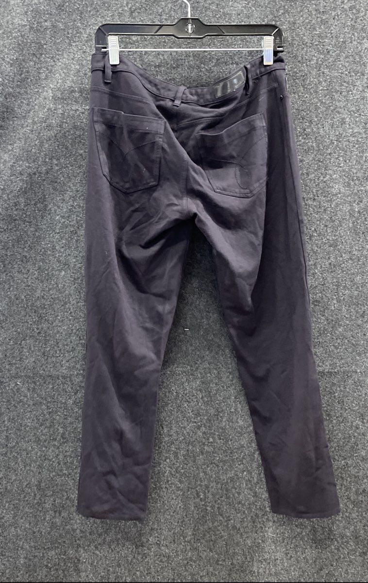 Calvin Klein Women's Black Slim Leg Pants Faux Leather Trim Viscose Blend Sz 12