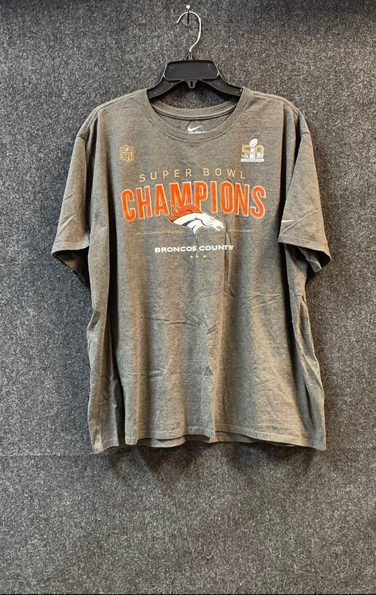 Nike Men's Denver Broncos Super Bowl 50 Champions T-Shirt Gray Sz XXL