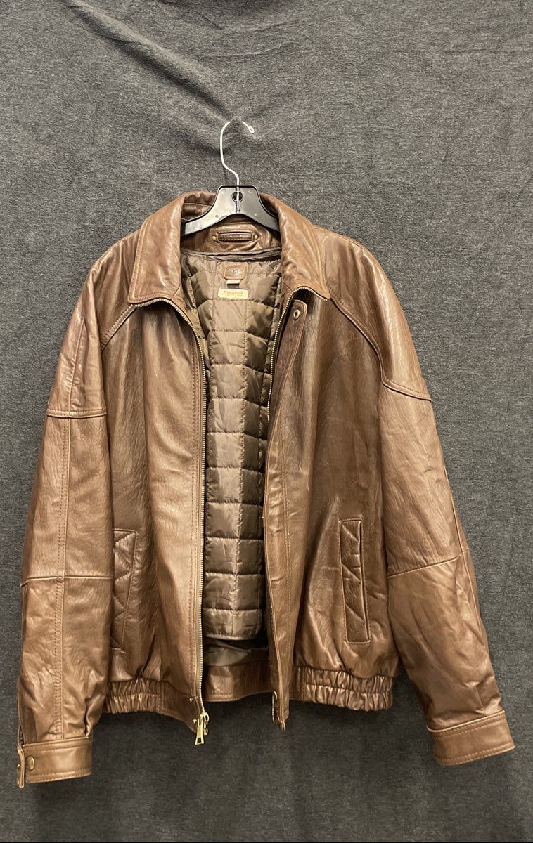 Vintage 90s London Fog Men's Brown Leather Thinsulate Bomber Jacket Sz XL
