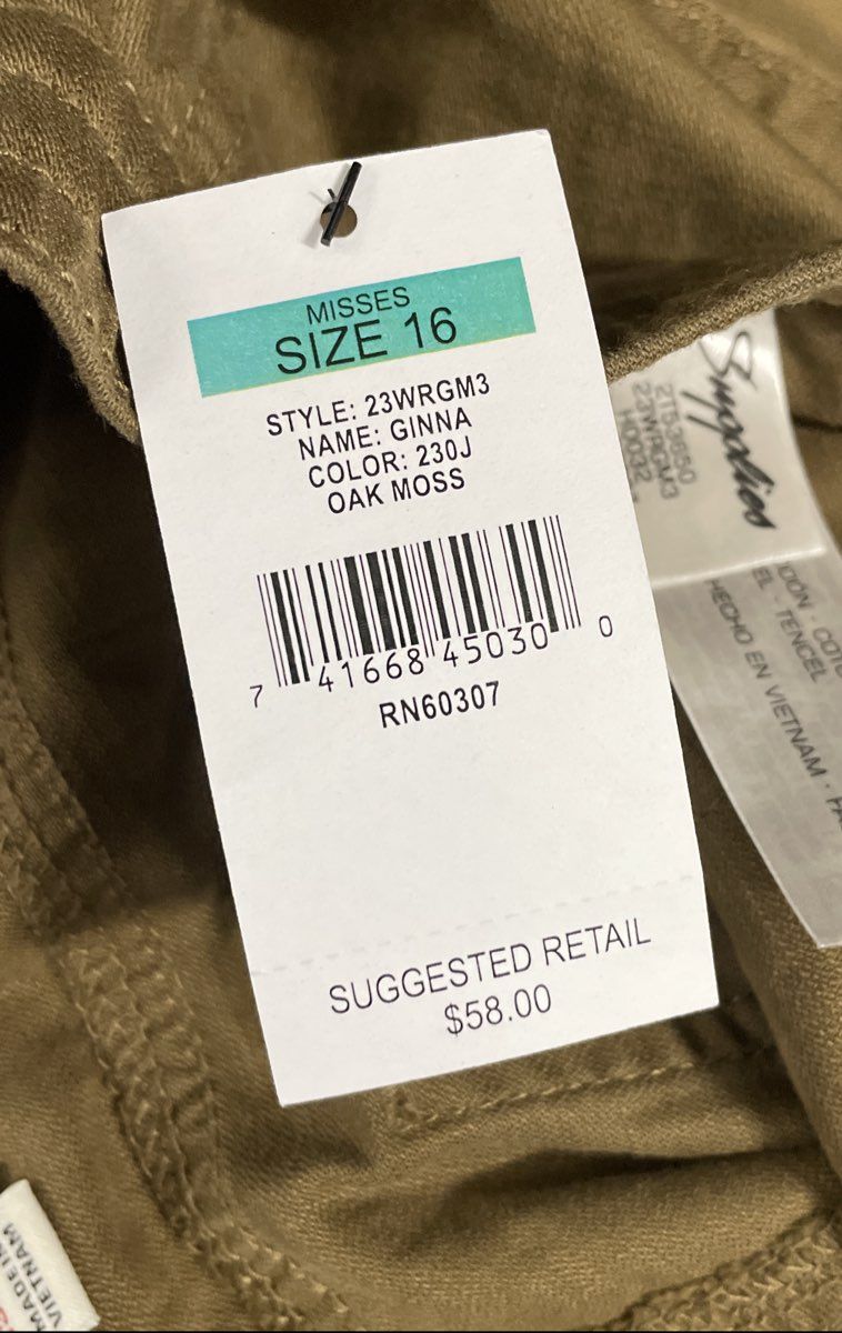 Supplies by UnionBay Women's Ginna Brown Cargo Cotton Tencel Pants Sz 16 NWT