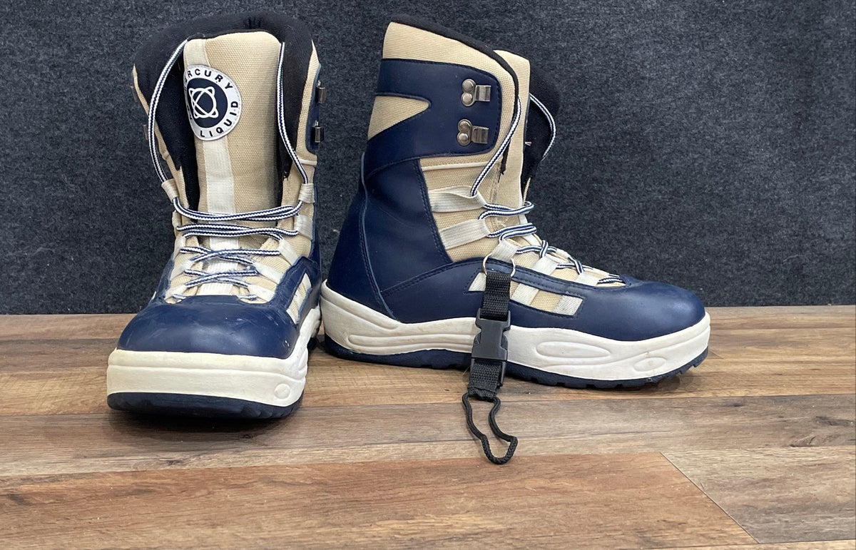 Vintage 90s Liquid Mercury Tan Blue Snowboots Size 10