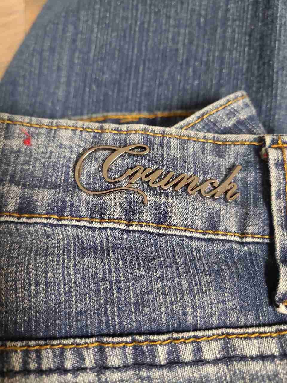 Crunch Women's Vintage Y2K Blue Denim Capri Cropped Jeans Cuffed Sz 16 NWT
