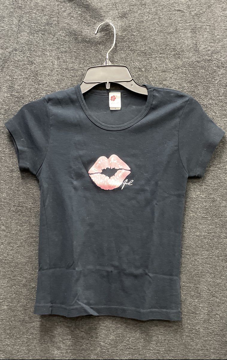 Vintage 2000s Vegas Girl Las Vegas T-Shirt Glitter Lips Double Stitch Sz M