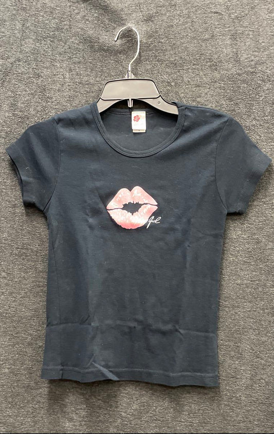 Vintage 2000s Vegas Girl Las Vegas T-Shirt Glitter Lips Double Stitch Sz M