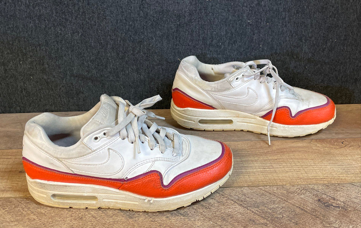Nike Air Max 1 White Total Orange Fuchsia Women's Running Shoes Size 8