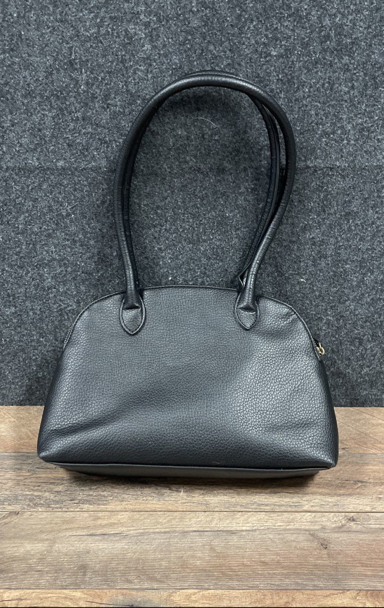 White Mountain Black Pebbled Multi-Pocket Shoulder Bag Brass Hardware